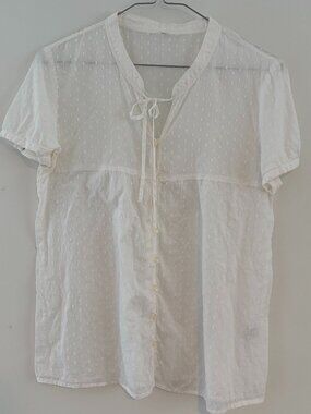 Muji Cotton Neck Tie Blouse